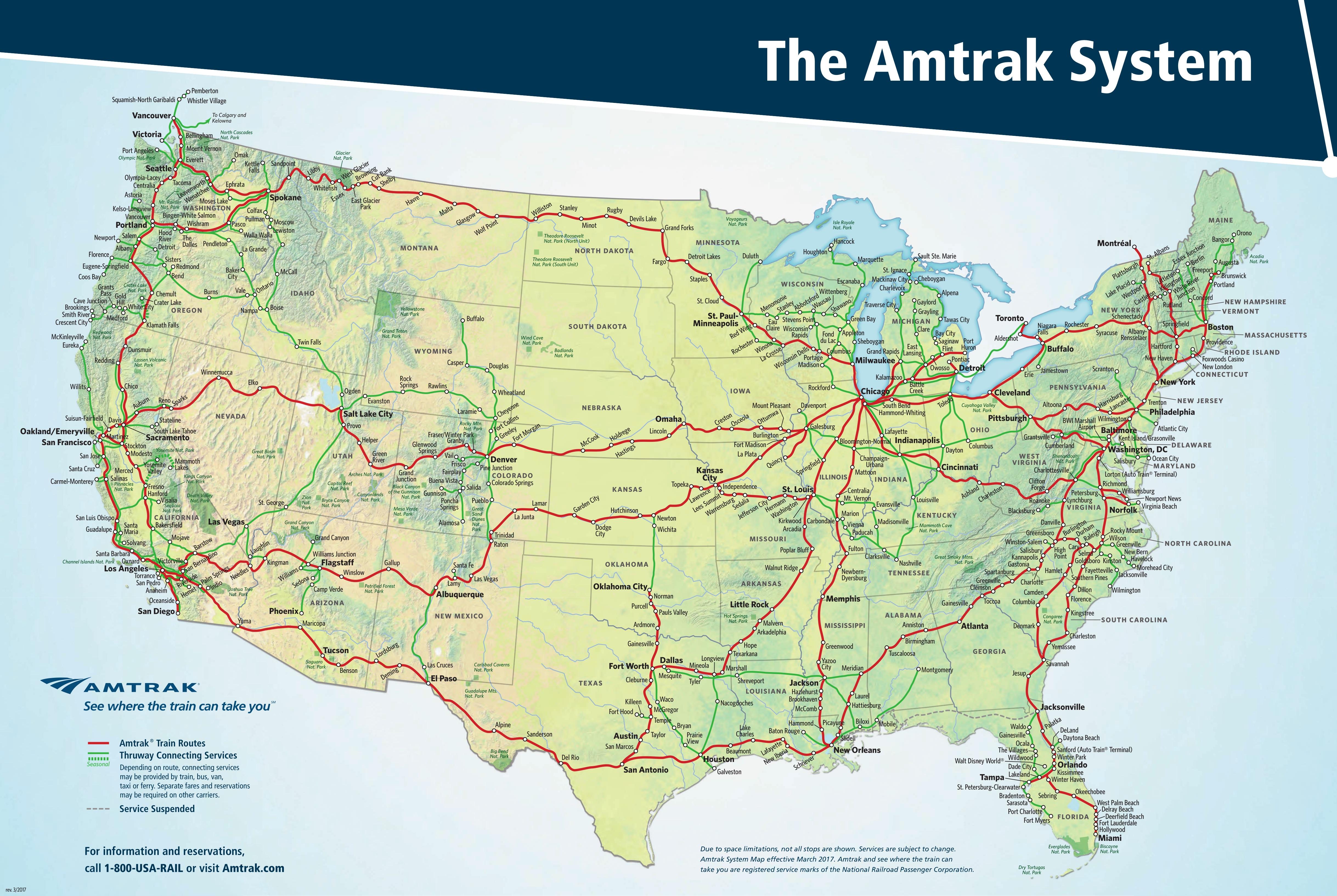 Amtrak system map